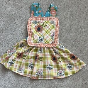 Wildflowers Eleanor Rose Sister Brand Floral Plaid Pinafore Dress Tea Party